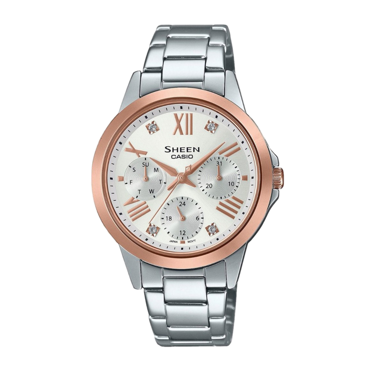 Casio Sheen SHE-3516SG-7AUEF е дамски часовник от серията Sheen на Casio, който предлага стилен и елегантен дизайн, с акцент върху модната и женствена визия. Ето някои от характеристиките и особеностите на този конкретен модел: