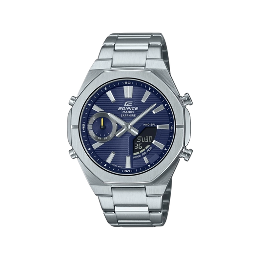 Casio Edifice ECB-S10D-2AEF мъжки хронограф 43мм с син циферблат и стоманена каишка