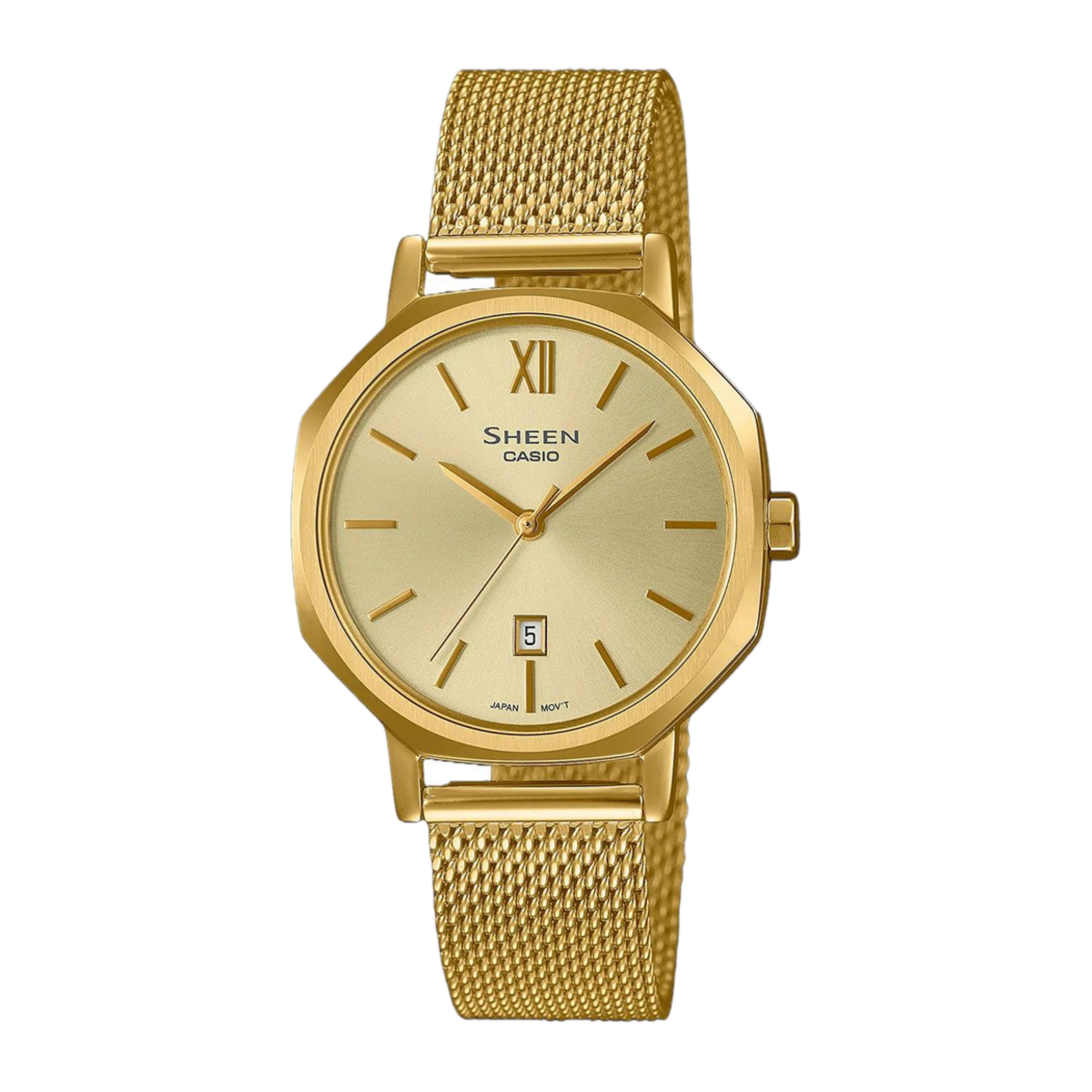 Casio Sheen SHE-4554GM-9AUEF дамски часовник бял циферблат златиста каишка