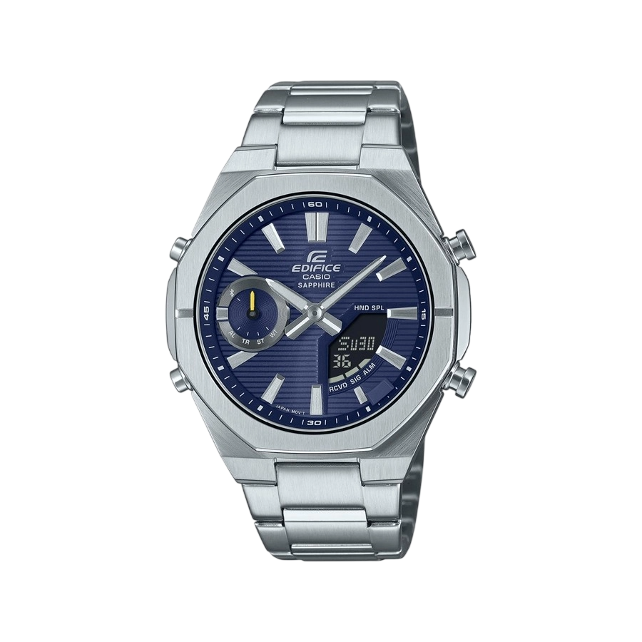 Casio Edifice ECB-S10D-2AEF мъжки хронограф 43мм с син циферблат и стоманена каишка
