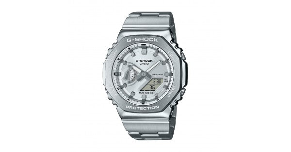Casio G-Shock GM-2110D-7AER G-Steel стоманена верижка и безел сребристо