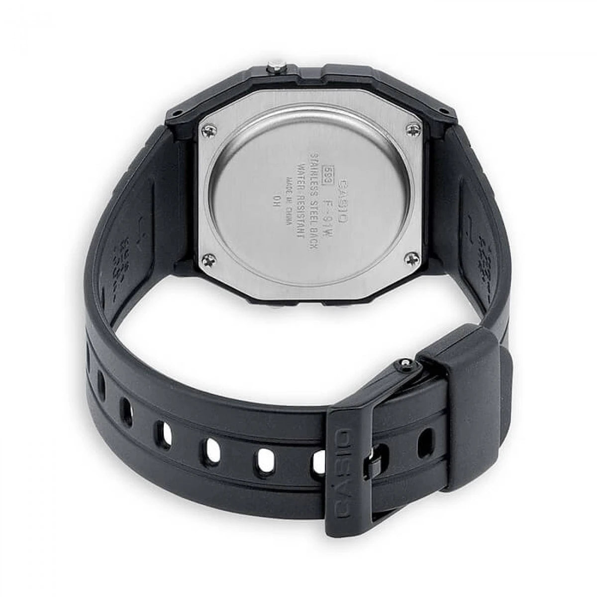 Casio F-91W-1YEG дигитален часовник задна страна MorisMag