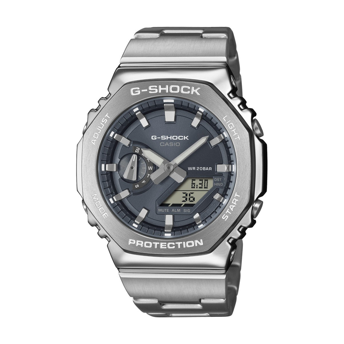 Casio G-Shock GM-2110D-8AER G-Steel мъжки часовник антрацит с стоманена верижка