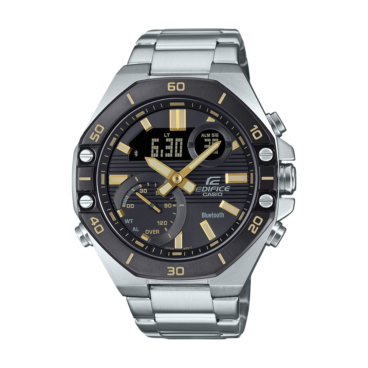 Casio Edifice ECB-10DB-1A9EF мъжки часовник с черен циферблат и стоманена каишка
