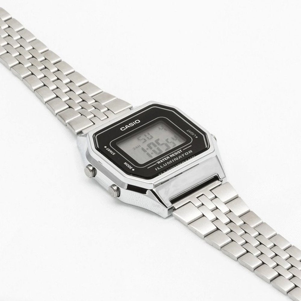 Casio Vintage LA680WEA-1EF дамски часовник черен сребро детайл MorisMag