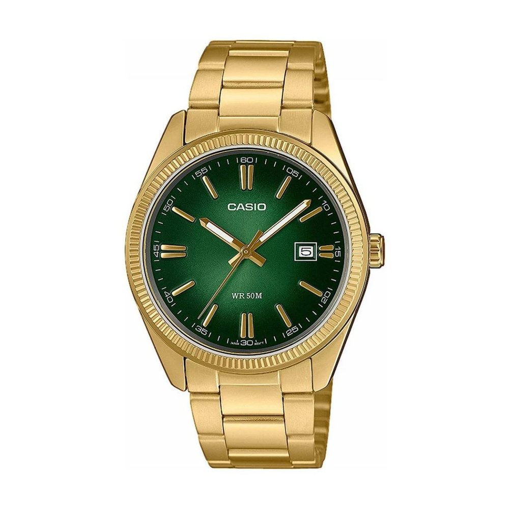 Casio MTP-1302PGC-3AVEF мъжки часовник зелен циферблат злато MorisMag