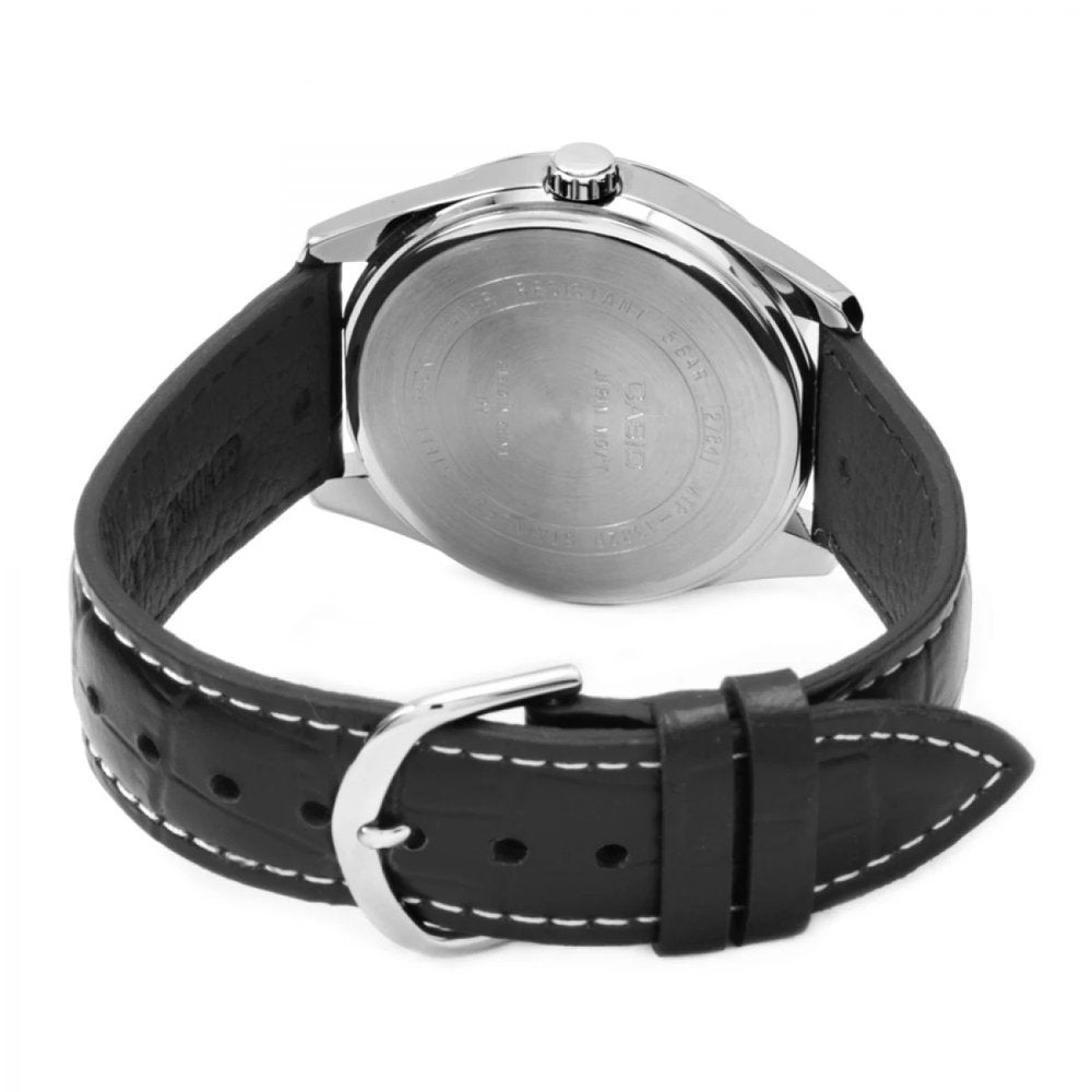 Casio MTP-1302PL-1AVEF задна страна кожена каишка MorisMag