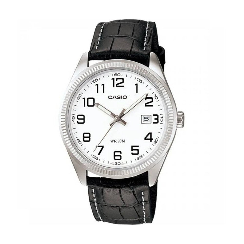 Casio MTP-1302PL-7BVEF мъжки часовник бял циферблат кожена каишка MorisMag